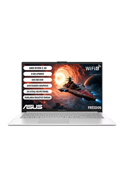 ASUS Vivobook Go 15 E1504FA-BQ5647 Ryzen3 30 8GB 256SSD 15.6" FHD FreeDOS Taş...
