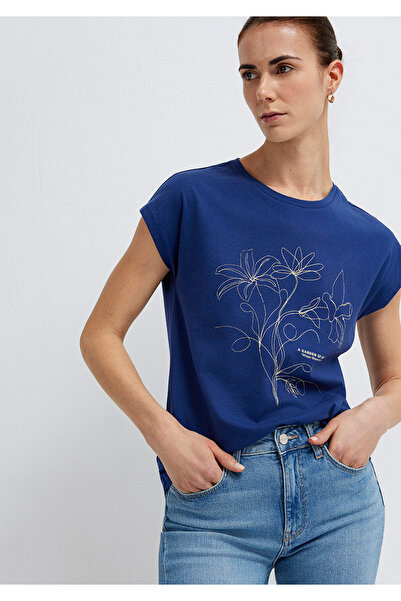 Mavi Floral Printed Navy Blue T-Shirt Regular Fit / Normal Cut 1614254-70722