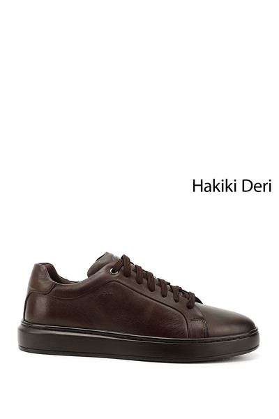 GÖNDERİ(R) Erkek Kahverengi Bağcıklı Kauçuk Taban Hakiki Deri Sneaker