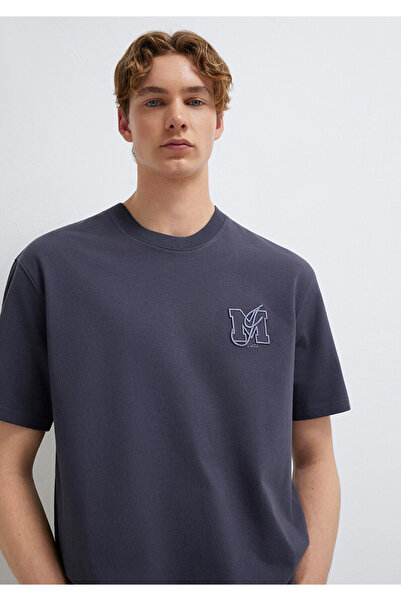 Mavi Mj Logo Detailed Gray T-Shirt Loose Fit / Comfortable Cut 0612885-70101