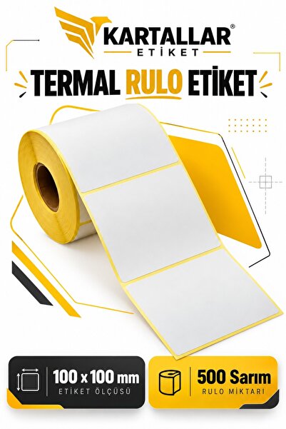 KARTALLAR ETİKET 100x100mm Termal Barkod Etiketi 1 Rulo 500 Adet