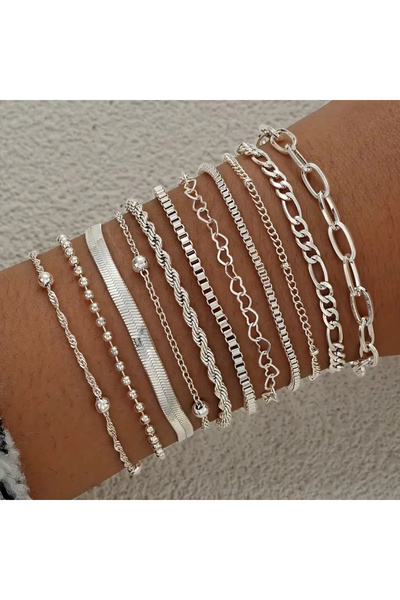 choice2 C 13Pcs/Set Stainless Steel Bracelet for Women, Silver Gold Color Mul...