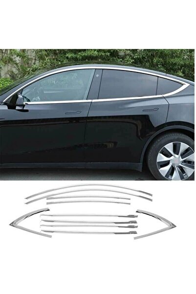 autogp Tesla model y cam çerçevesi kenar çıtası krom tamtur 10 parça 2020 / 2024