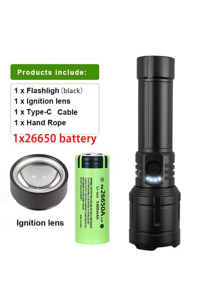 Choice Black-26650 Battery Flashlight Lighter & Power Bank Combo,Rechargeable...