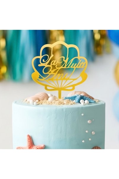 Gift Design Topper pentru tort La mulți ani, Cochilie aurie