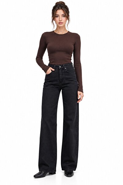 Saade Black Women's High Waist Mary Vintage Straight Fit Jean Pants