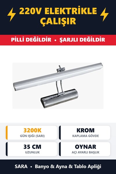 SARA Kroma Günışığı Işık Banyo Duvar Ayna Tablo Aydınlatması Flüt Aplik Kuğu ...