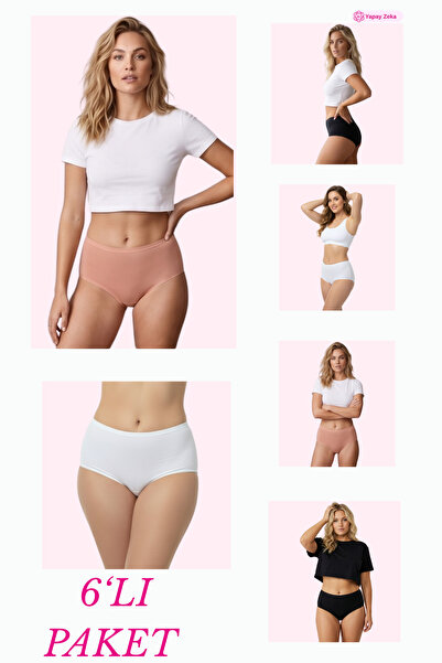 Newlilla 1018 Women's Classic Cut Cotton Plain Bato Panties 6 Pack