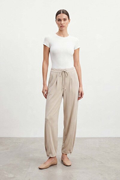 Puane Kadın Paça Detaylı Rahat Kesim Modal Pantolon - 18311PNT - BEIGE