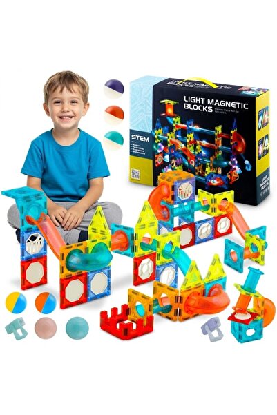 indiggo Set Constructie Magnetic, 75 Piese, Lumina In Intuneric, Bile, Stem, ...