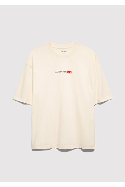 Mavi Heartbeat Mode on Printed Ecru T-Shirt Oversize / Wide Cut 0613254-83043