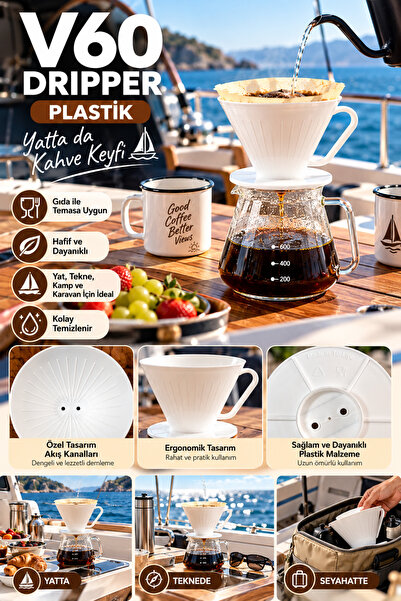 COLD BREW TREND by uğur cadırcı جهاز تحضير القهوة البلاستيكي V60 - مناسب للطع...