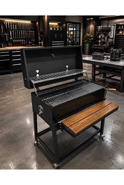 temiz iş Lüks Kapaklı Barbekü Mangal Tekerlekli Bahçe BBQ Izgara