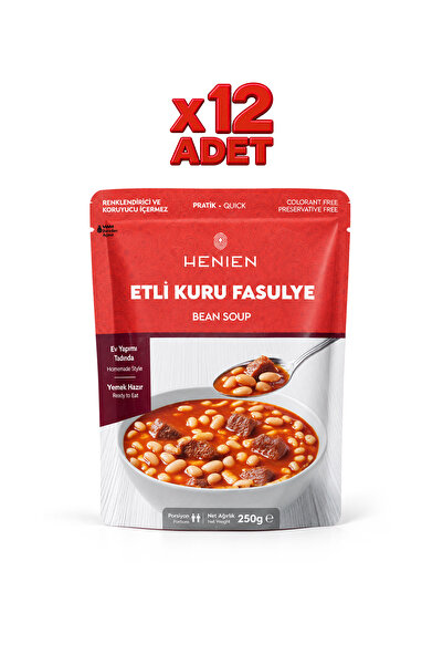 henien Hazır Etli Kuru Fasulye - Pratik Ev Lezzeti 250 Gr x 12 Adet