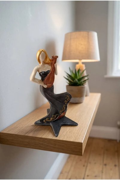 Genel Markalar Ud Çalan Kadın Biblo El Yapımı Dekoratif Kadın Heykeli 18 cm
