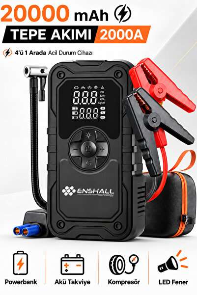 Enshall 20.000mAh Akım Korumalı Led Işıklı Powerbank Özellikli Çantalı Akü Ta...