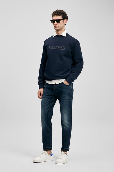 Lufian Pantaloni pentru bărbați Benedıc Smart Jean, croială slim, bleumarin închis