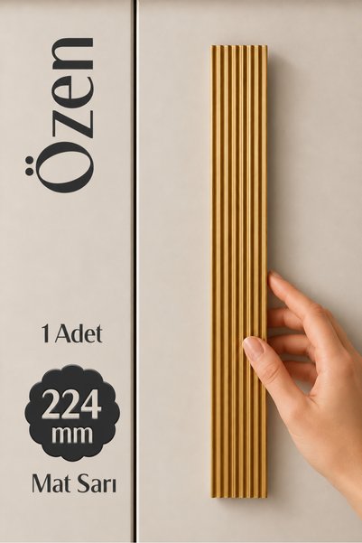 Badem10 Özen Çizgili Mat Sarı Metal (224 mm - 22.4 cm) Çekmece Kulbu Mobilya ...