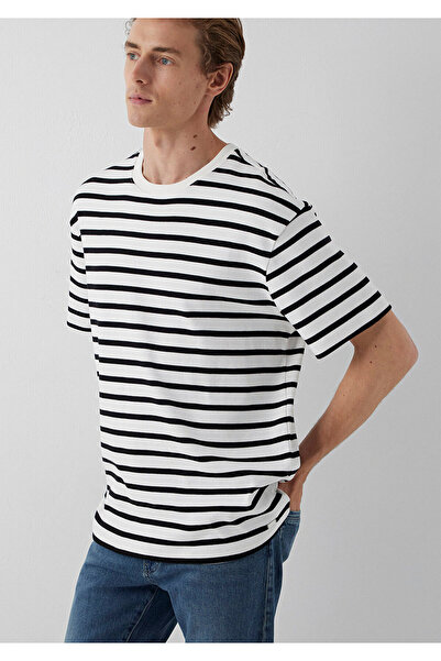Mavi Black Black Striped Ecru T-Shirt Loose Fit / Relaxed Fit 0612860-900