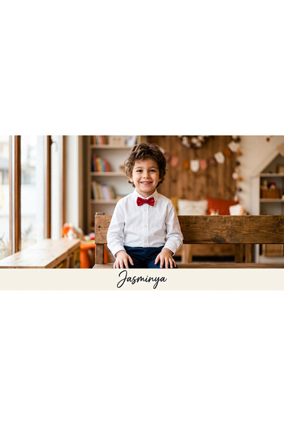 Jasminya Erkek Çocuk Kırmızı Lastik Bağlamalı Papyon