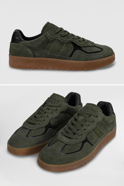 Lufian Alex Erkek Deri Sneaker Ayakkabı Haki