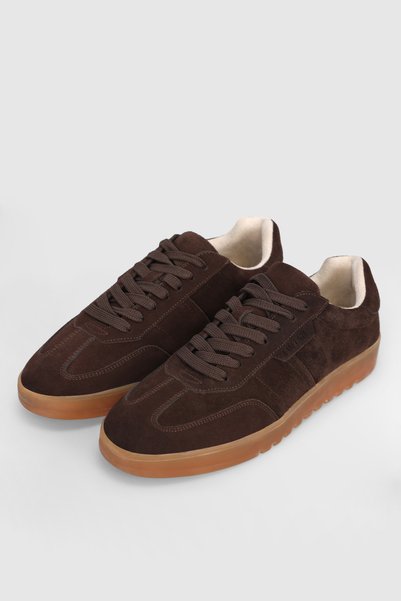 Lufian Pele Men's Leather Sneaker Shoes Brown