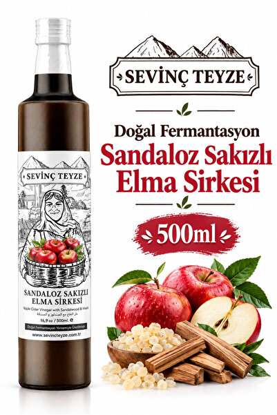 Organik Teyze Sevinç Teyze Sandaloz Sakızlı Elma Sirkesi 500ml - Doğal Ferman...