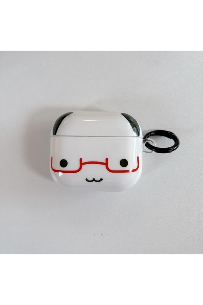 Choice11 for Airpods 4 WHITE Funng Cute Glasses-wearing Little Animal Glossy ...