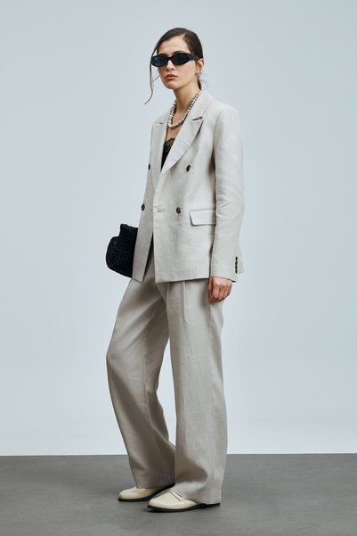Lufian Hestıa Women's Linen Trousers Beige