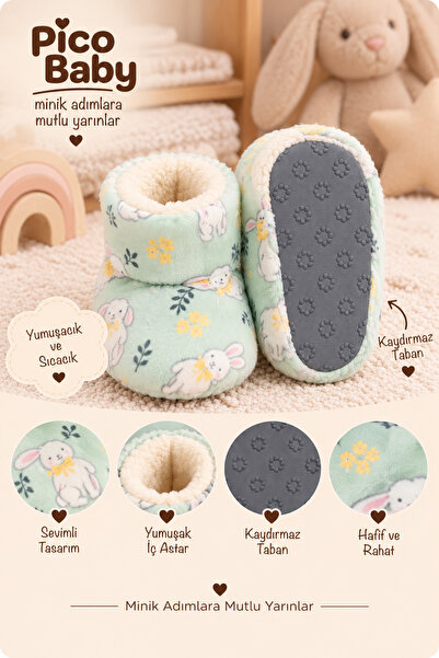 Pico Baby Bebek & Çocuk Kaydırmaz Tabanlı Ev Botu / Panduf / Kışlık Peluş / B...