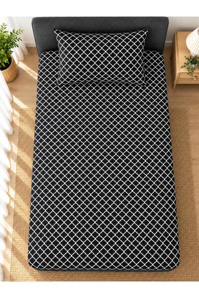 Touch Fitted Elastic Sheet (with Pillow) Set Black