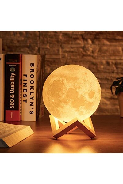 Genel Markalar 3d Standlı Ay Gece Lambası Dekoratif Küre Led
