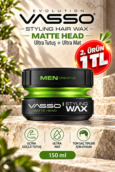 Vasso Men 24 Saat Ultra Güçlü Sert Tutuş Ve Ultra Mat Görünüm Sağlayan Killi ...