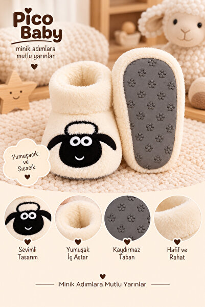 Pico Baby Bebek & Çocuk Kaydırmaz Tabanlı Ev Botu / Panduf / Kışlık Peluş Bot...