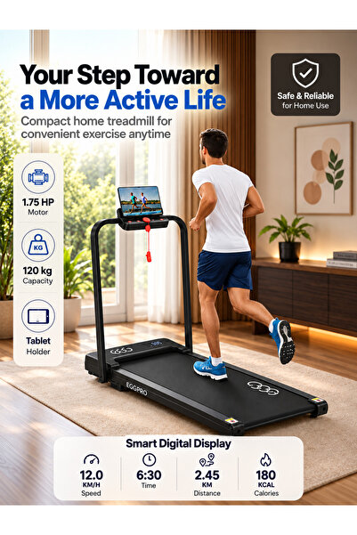 EGG 30039 Treadmill for Home 2-in-1 Foldable, Upgraded Heavy-Duty Quiet Opera...