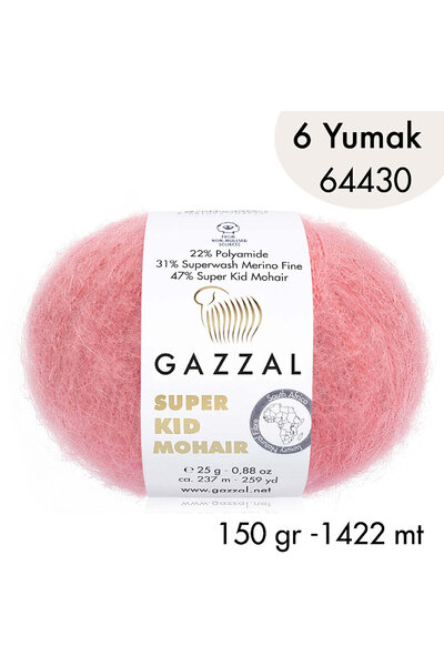 Gazzal Super Kid Mohair 64430 - 6 Yumak 150 gr