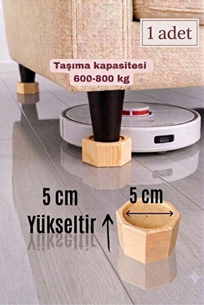 iDekor Robot Süpürge İçin Ahşap Baza ve Koltuk Yükseltici – 5 cm Yükseltir – ...