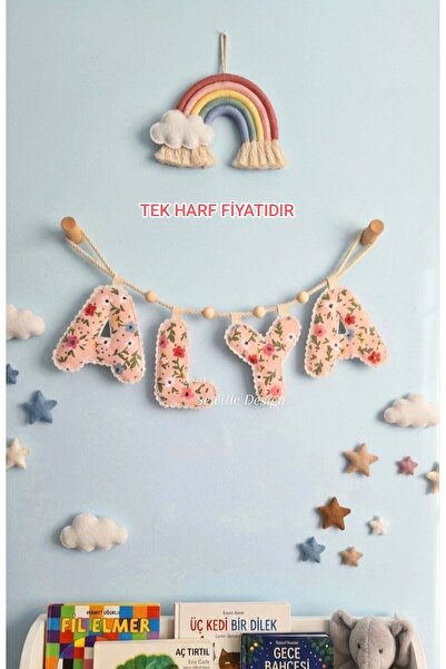 Sewille Design Hand Made 11 cm Harfli Kişiselleştirilebilir Elemeği Kumaş İsi...