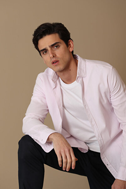 Lufian Lora Erkek Smart Gömlek Comfort Slim Fit Pembe