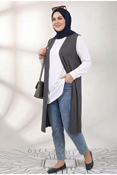 RESPİRO Soft Simple Long Vest Comfortable Cut Basic Plus Size Vest