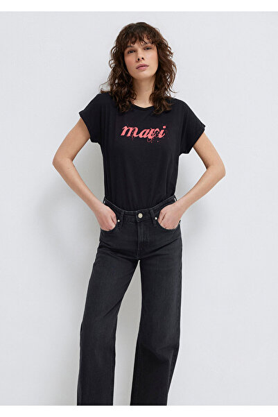 Mavi Logo Printed Black T-Shirt Slim Fit / Slim Fit 166422-900