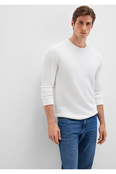 Mavi Long Sleeve Textured White Basic T-Shirt Slim Fit / Slim Fit 0610106 -70054
