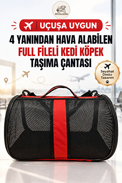 Petolojim Hava Alabilen Kedi Köpek Taşıma Çantası - Uçak İçin Uygun