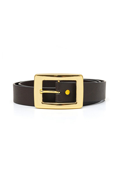 marisha Women's Gold Rectangular Buckle Belt Casual Trouser Dress Belt