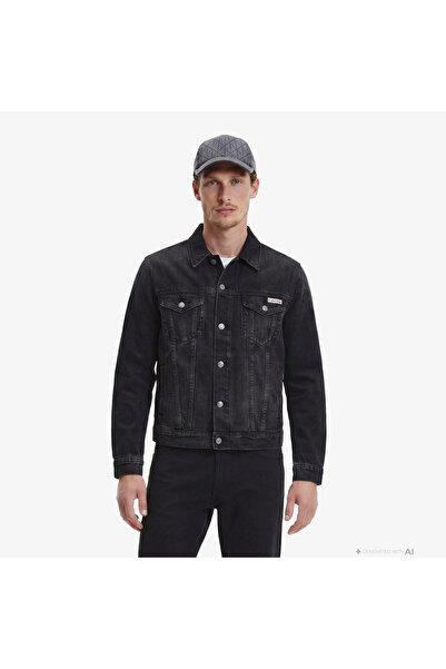 Calvin Klein Black Classic Trucker Erkek Siyah Ceket