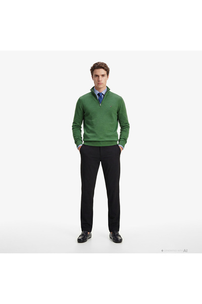 Tommy Hilfiger Erkek Normal Kalıp Esnek Kumaş Düz Paça Siyah Pantolon
