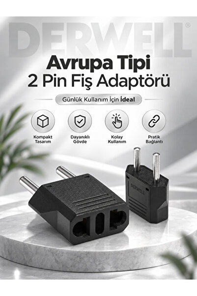 Derwell Amerikan Tipi Priz Dönüştürücü Fiş Çevirici Amerika Çin Kanada 2Pin A...