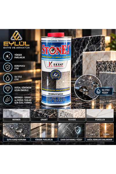 STONE FİX SCS STONEfix D-105 1 Litre Islak Efektli Taş Koruyucu Emprenye Premium Granit ve Doğal Taş