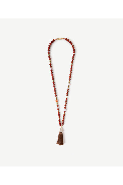 Yargıcı Long Necklace with Tassels and Natural Stones