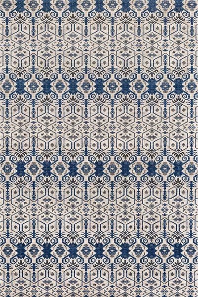 Al Kaffary Carpet سجادة ألكافاري نورينا مستديرة، بيج وأزرق، 200 × 200 سم